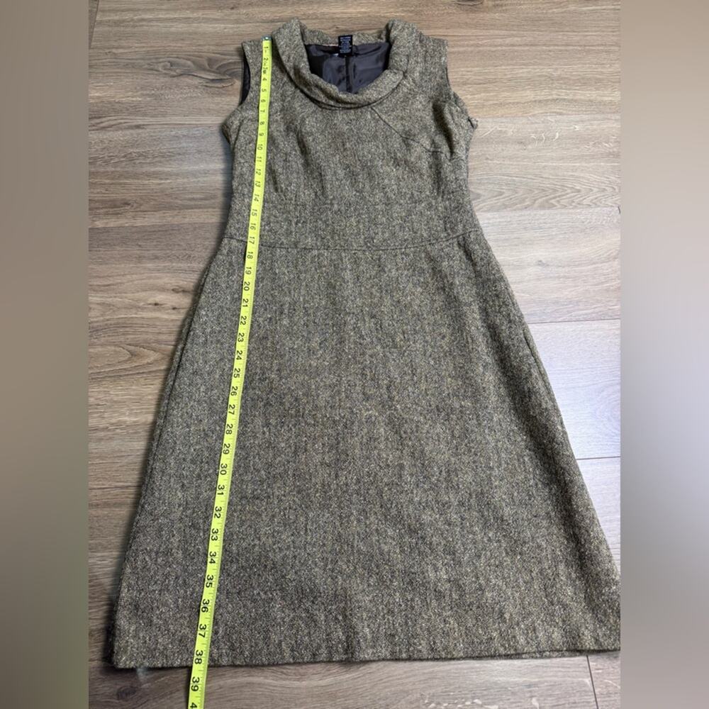 Club Monaco Tweed Sheath Dress Brown Wool Silk Blend Bow Neck Sleeveless Size 8 - Picture 11 of 11